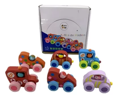 Imagen 5 de 7 de Autitos De Madera Didácticos Pack X6 Vehículos Colores Surtido