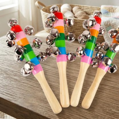 Imagen 1 de 7 de Sonajero Cascabel Madera Bebé Maraca Didáctica Colores Surtido