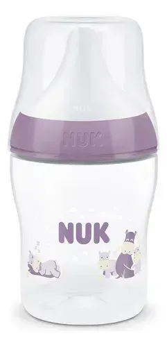 Imagen 2 de 5 de Mamadera Nuk Perfect Match 150 ml Anticólicos Hipopótamo Violeta