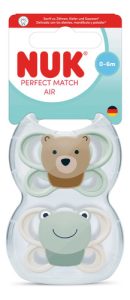 Miniatura 1 de 3 de Set 2 Chupetes Nuk Perfect Match Air 0-6m Oso Y Rana