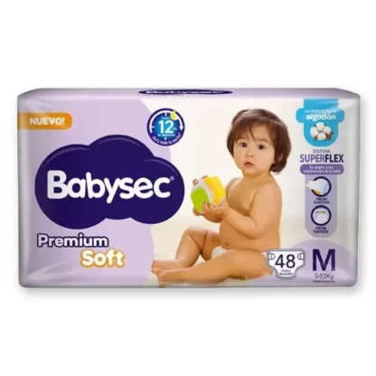 Imagen 3 de 4 de Combo Pañales Babysec Premium Soft M x48 + 2 Toallitas Húmedas Babysec Premium x45