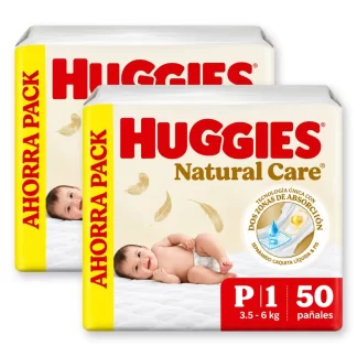 Pack X2 Pañales Huggies Talle P + Toallitas Humedas X80u