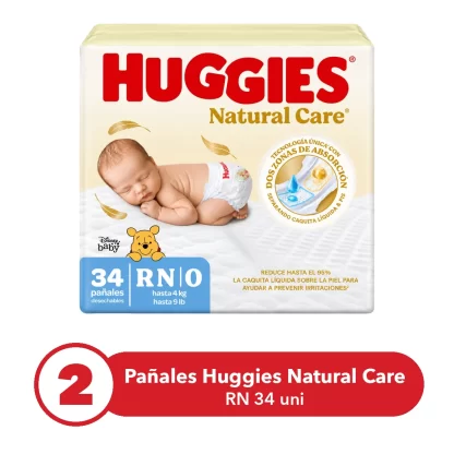 Imagen 3 de 4 de 68 Pañales Huggies Recien Nacido (RN) + Toallitas Húmedas Huggies Triple Protección x80u