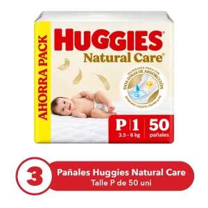 Miniatura 2 de 3 de Combo x3 Pañales Huggies Natural Care P x 50u