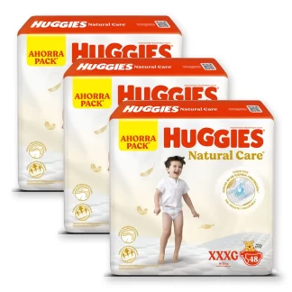 Combo 3 Pack Pañales Huggies Natural Care XXXG