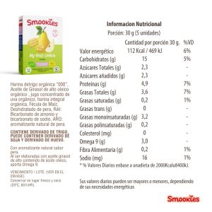Miniatura 2 de 4 de Galletitas para Bebé Smookies Baby My First Cookie Sabor Pera 150 g