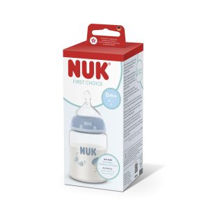 Miniatura 3 de 3 de Mamadera Nuk First Choice+ 150 ml Flujo S Anticólicos Ballena Celeste