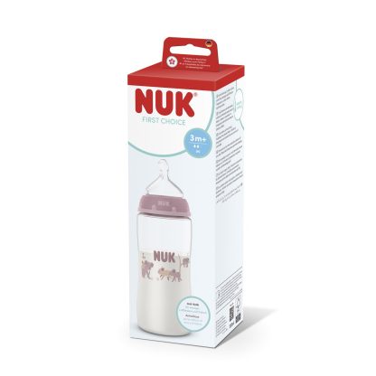 Imagen 4 de 4 de Mamadera Nuk First Choice+ 300 ml Flujo M Anticólicos Koala Rosa