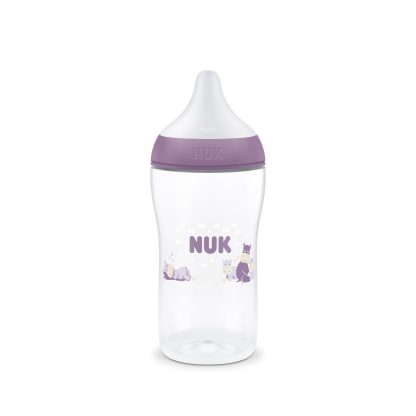 Imagen 2 de 4 de Mamadera Nuk Perfect Match 260 ml Flujo M Anticólicos Hipopótamo Violeta