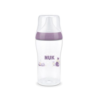 Imagen 1 de 4 de Mamadera Nuk Perfect Match 260 ml Flujo M Anticólicos Hipopótamo Violeta