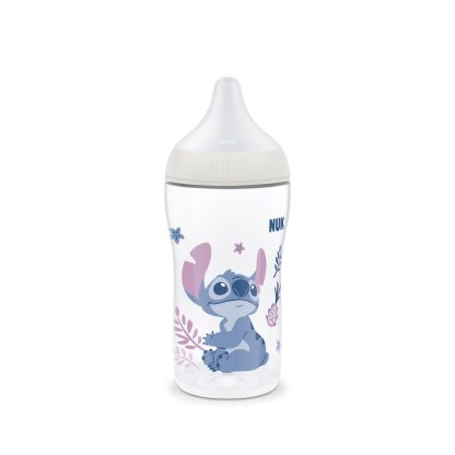 Imagen 2 de 5 de Mamadera Nuk Perfect Match Disney Stitch 260 ml Flujo M Control de Temperatura