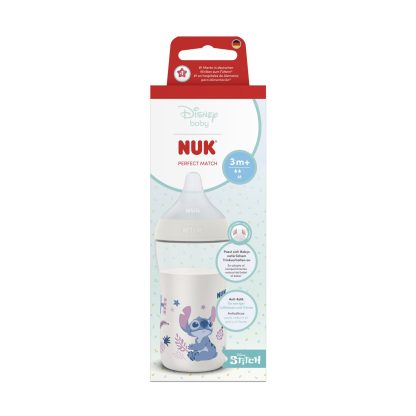 Imagen 4 de 5 de Mamadera Nuk Perfect Match Disney Stitch 260 ml Flujo M Control de Temperatura
