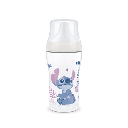 Imagen 1 de 5 de Mamadera Nuk Perfect Match Disney Stitch 260 ml Flujo M Control de Temperatura
