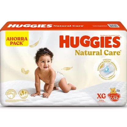 Imagen 1 de 6 de Pañales Huggies Natural Care XG x 52 unidades