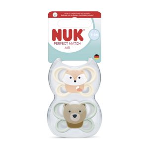 Miniatura 5 de 5 de Set 2 Chupetes Nuk Perfect Match Air 0-2m Zorro y Oso
