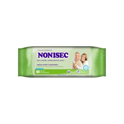 Imagen 1 de 4 de Toallas Húmedas Para Adultos Nonisec Con Aloe Vera x 60 Unidades