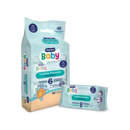 Imagen 1 de 1 de Toallitas Húmedas Algabo Baby Travel 6 paquetes x 8 unidades