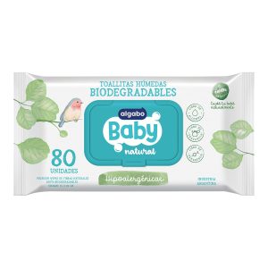 Miniatura 1 de 1 de Toallitas Húmedas Biodegradables Algabo Baby Natural con Tapa x 80 unidades