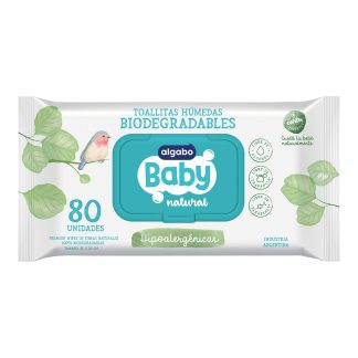 Toallitas Húmedas Biodegradables Algabo Baby Natural con Tapa x 80 unidades