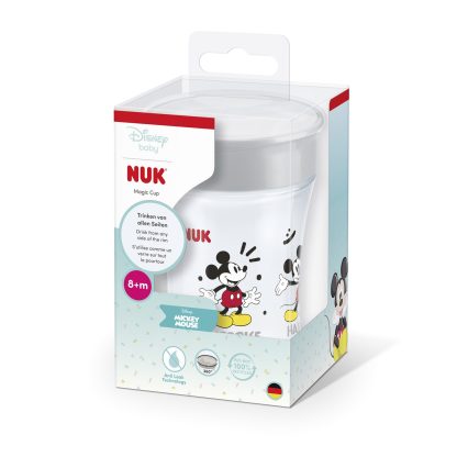 Imagen 3 de 3 de Vaso Nuk Magic Cup 360° Antiderrame Disney Mickey Gris 230 ml
